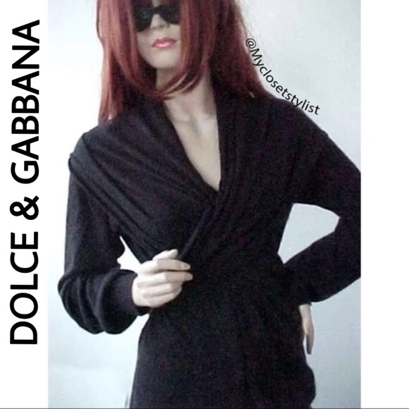 DOLCE & GABBANA CASHMERE Black Wrap Runway Sweater! $2850 NWT NEW w Tag Top OS S - Picture 1 of 8